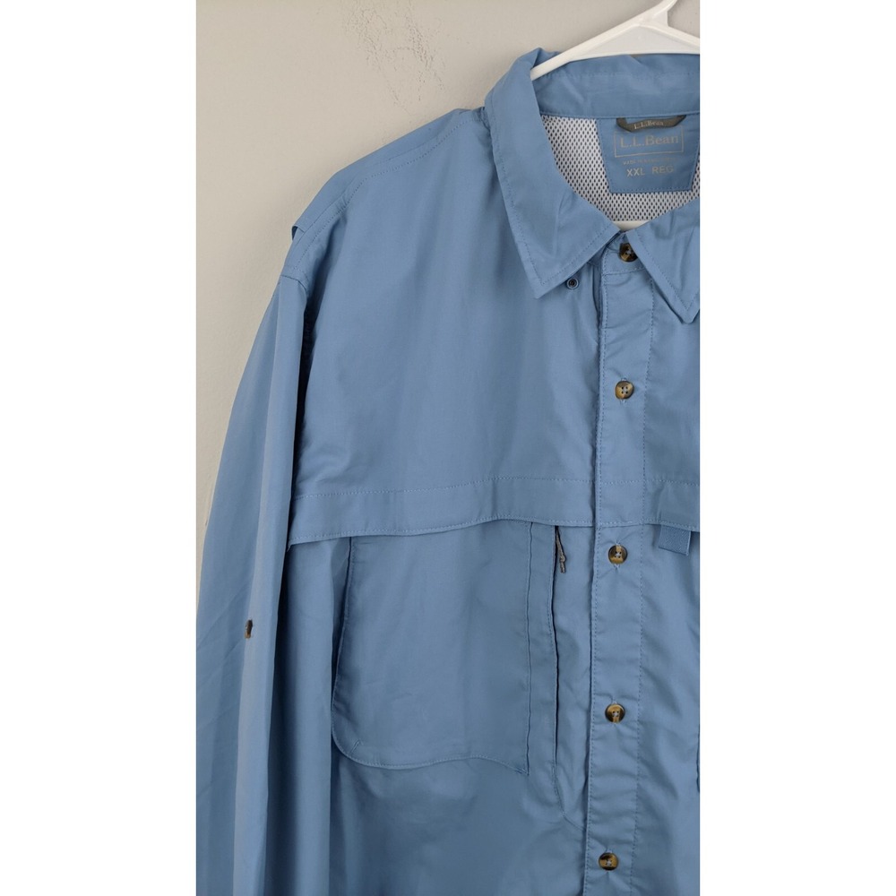 L.L.β Bean Men's XXL Blue NylonβBlend Vented Fishing Shirt β Outdoor Utility - Picture 4 of 16